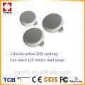 120 meters reading range Button shape fob key 2.45GHz active RFID tag